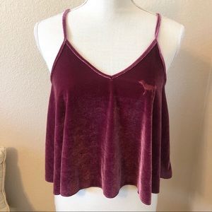 Pink victoria's secret burgundy velvet crop top